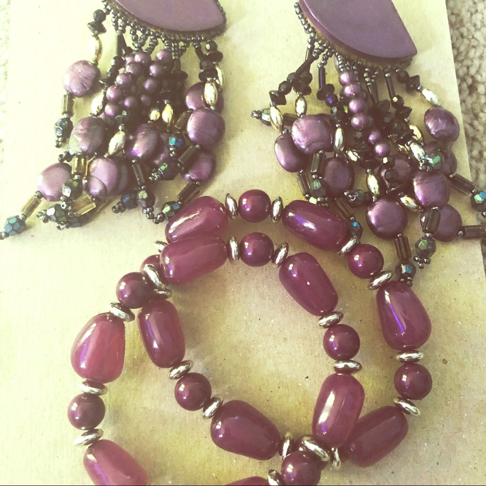 Pierced earrings & bracelet set